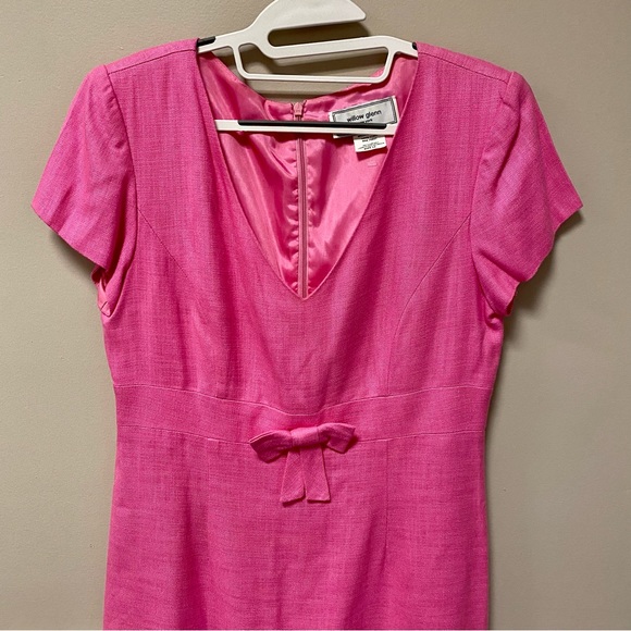 Willow Glenn Sz 12 Pink Linen Barbie Dress 👗 GUC Bow Front - Picture 2 of 6